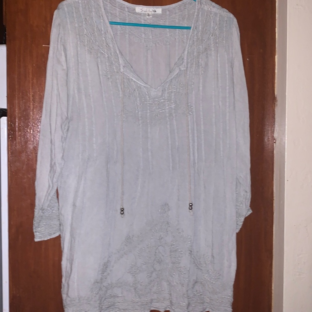 Solitaire Peasant Style Embroidered Blouse - image 1